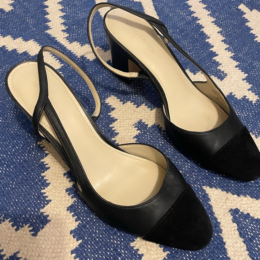 Marc Fisher Black and Cream Heels